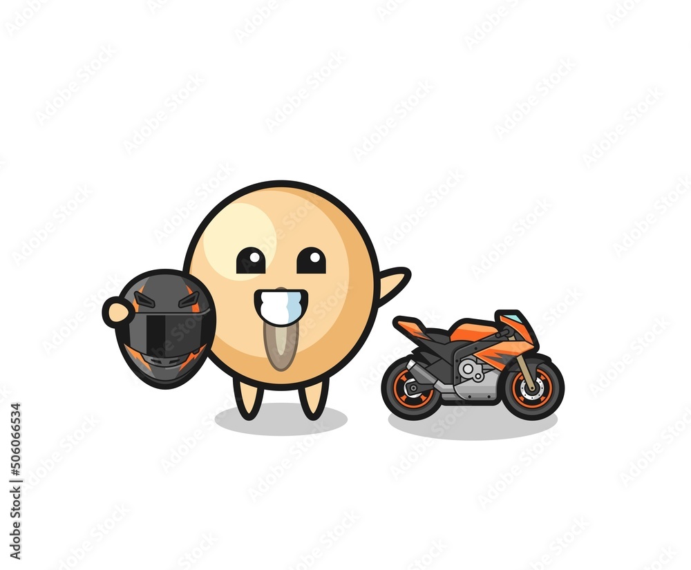 cute soy bean cartoon as a motorcycle racer cute soy bean cartoon as a motorcycle racer