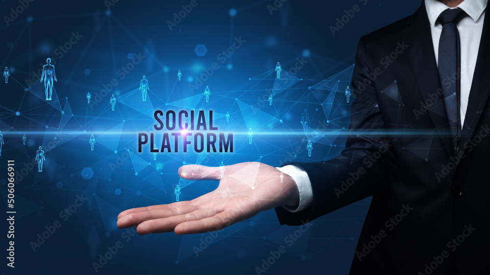 Hand holding social media related inscription Hand holding social media related inscription