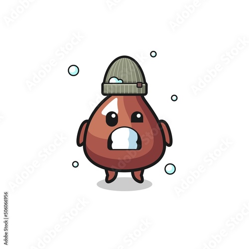 cute cartoon choco chip with shivering expression