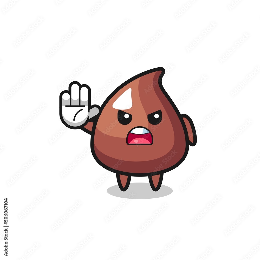 choco chip character doing stop gesture