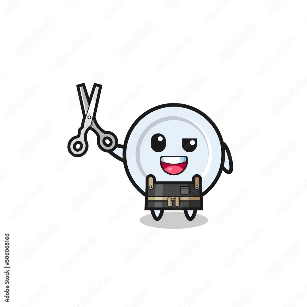 Obraz premium plate character as barbershop mascot
