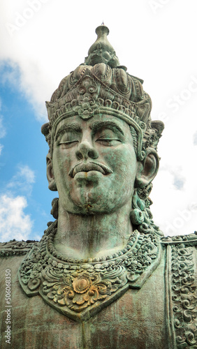 Portrait of Vishnu Statue at Garuda Wisnu Kencana Cultural Park in Bali.