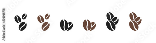 Tableau sur toile Coffe bean icon set on white background. Vector EPS 10