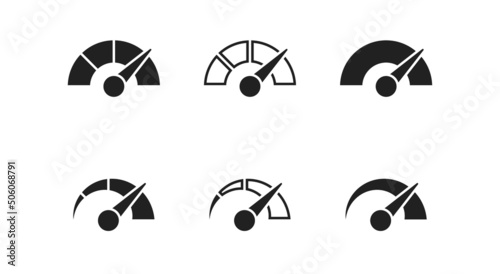 Speedometer icon set. Speed indicator symbol. Vector EPS 10