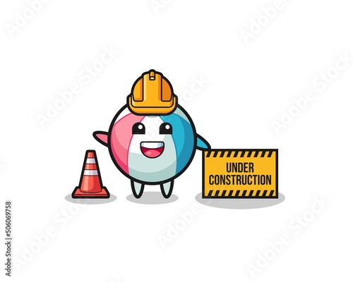 illustration of beach ball with under construction banner