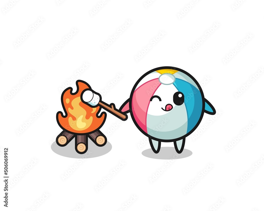 beach ball character is burning marshmallow beach ball character is burning marshmallow