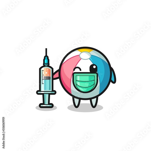 beach ball mascot as vaccinator
