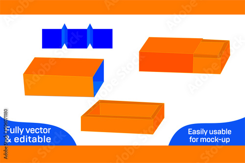 Chocolate box with divider insert drawer packaging box die cut template