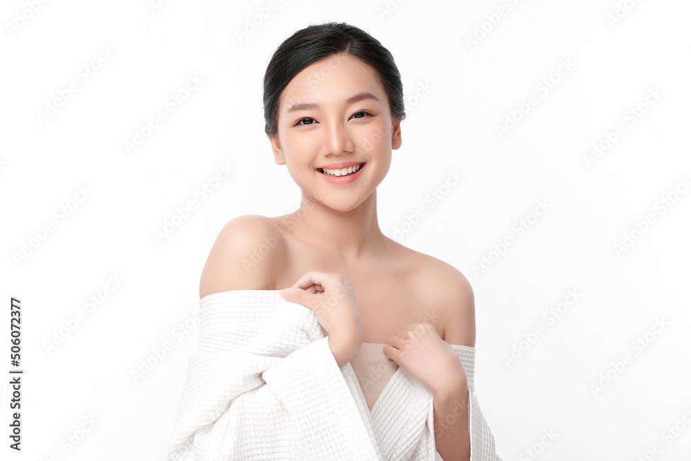 Beautiful young asian woman with clean fresh skin on white background, Face care, Facial treatment, Cosmetology, beauty and spa, Asian women portrait. Beautiful young asian woman with clean fresh skin on white background, Face care, Facial treatment, Cosmetology, beauty and spa, Asian women portrait.