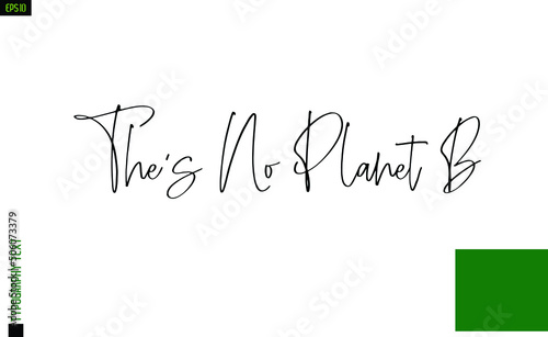 Elegant Phrase Cursive Calligraphy Text The's No Planet B. photo