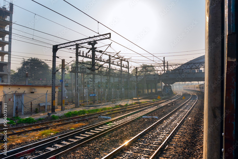 HOWRAH STATION , HOWRAH, WEST BENGAL / INDIA - 4TH FEBRUARY 2018 : Railway track of Indian railway. It is fourth largest network by size in the world.