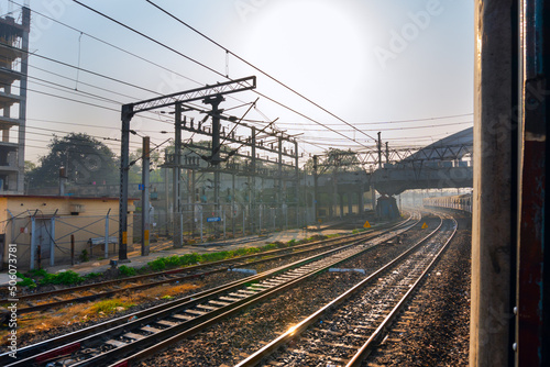 HOWRAH STATION , HOWRAH, WEST BENGAL / INDIA - 4TH FEBRUARY 2018 : Railway track of Indian railway. It is fourth largest network by size in the world.