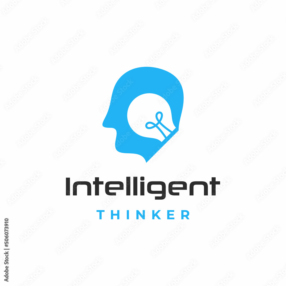Smart people, human head think bulb idea logo design vector illustration Smart people, human head think bulb idea logo design vector illustration