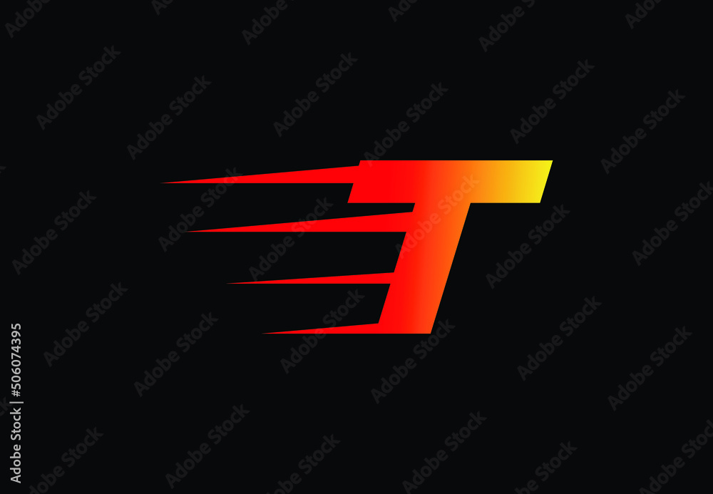 Abstract letter T logo design template. Universal fast speed fire- flame color logo Abstract letter T logo design template. Universal fast speed fire- flame color logo