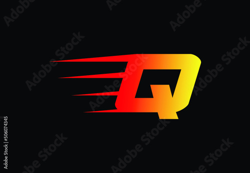 Abstract letter Q logo design template. Universal fast speed fire- flame color logo