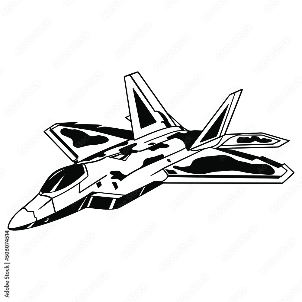 Obraz Jet fighter F-22 svg,American F-22 Raptor Military Combat