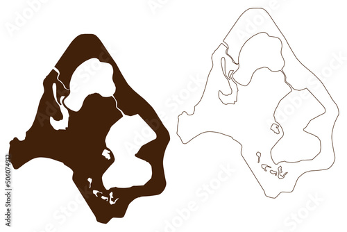 Maiao island (France, French Republic, Pacific Ocean, Society Islands Archipelago, French Polynesia) map vector illustration, scribble sketch Mai'ao map photo