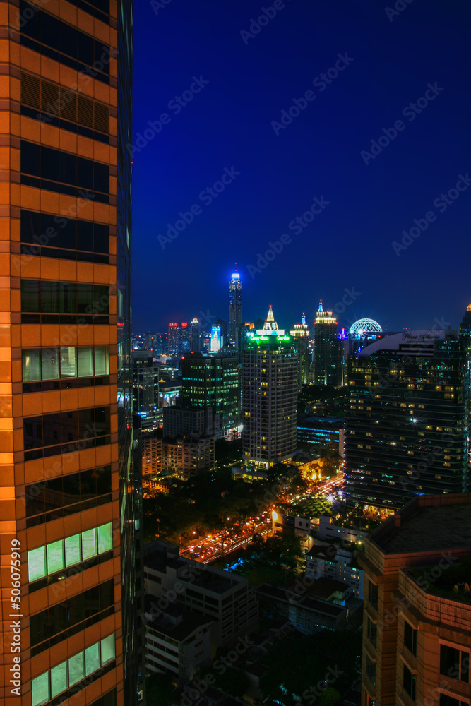 Bangkok Skyline include modern building in downtown at night time, is the capital and most populous city of Thailand Bangkok Skyline include modern building in downtown at night time, is the capital and most populous city of Thailand
