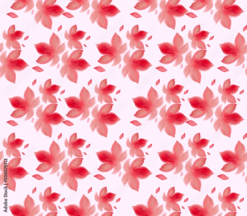 Watercolor background with red flower illustration in seamless pattern,for fabric pattern,textile industry