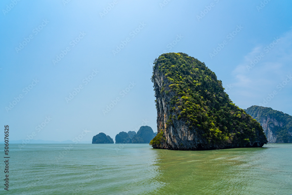 Phang-nga national park,James bond island, Andaman Thailand,View of scene in Tapu island top tourist attractions and beautiful places that tourists prefer suitable for summer travel.