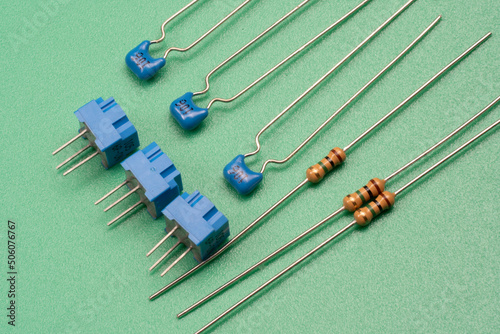 Variable resistor , Fixed resistor and Ceramic capacitors photo