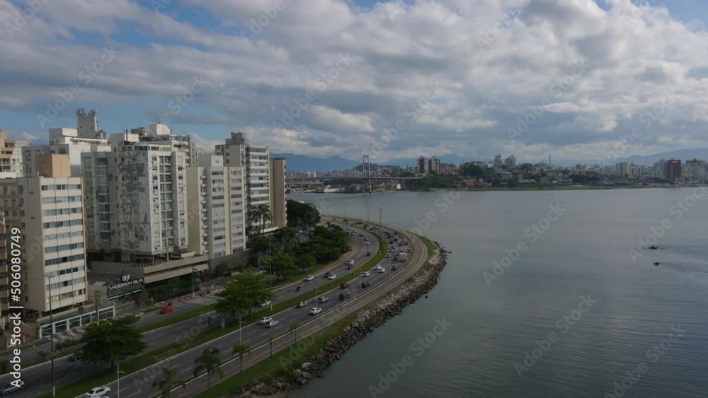 Residential District with Apartment Buildings in Florianopolis City Center, Brazil. Aerial View Residential District with Apartment Buildings in Florianopolis City Center, Brazil. Aerial View