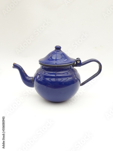 Photography Vintage blue enameled metal coffeepot