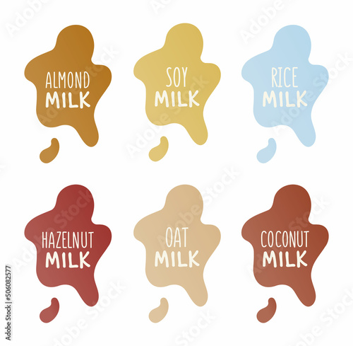 A set of labels for vegetable milk
