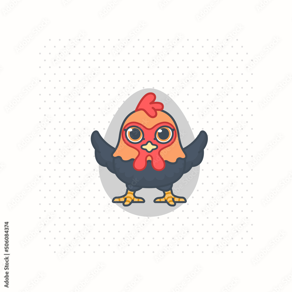 cute black chicken logo cartoon vector illustration Stock Vector ...