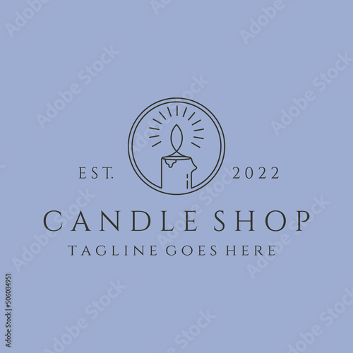 candle shop line art logo vector symbol illustration design