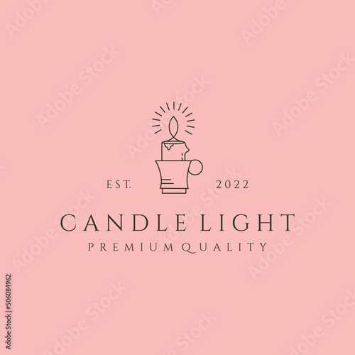 cup candle light line logo vector symbol illustration design