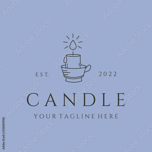 cup candle vintage line art logo vector symbol illustration design