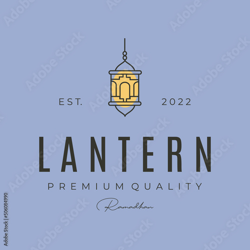 lantern line art logo vector symbol illustration design