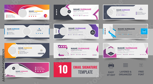 Email signature template design set. Corporate mail business email signature vector banner template bundle vector