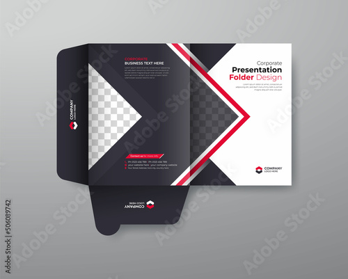Presentation folder template design, Folder design, cover for catalog, brochures, Annual report background for business design, blue color template
