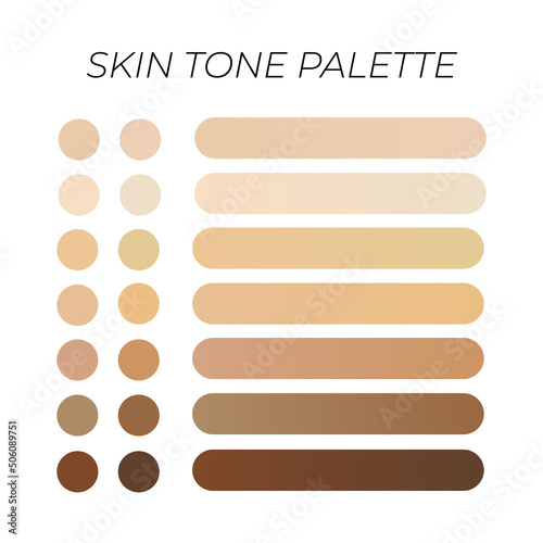 Skin tone pallete for illustraton  Beige color tamplate set