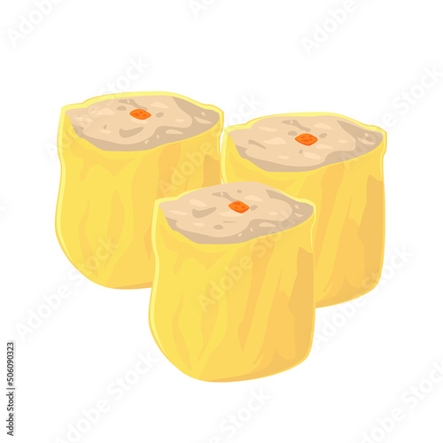 Shumai isolated on white background. Vector illustration of tradition Chinese dumpling.