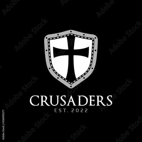 Templar Shield Crusaders with Christian Cross Logo design