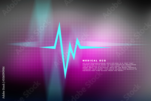 Heart with cardiogram - 2D illustration 