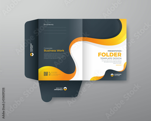 Business presentation folder for files, presentation folder design. the layout is for posting
Information about the comapany, corporate folder, text, modern, Creative 