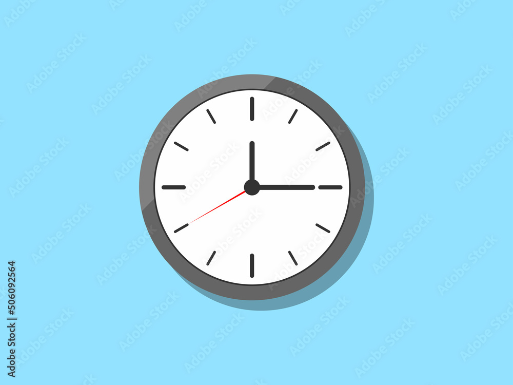Clock and time illustration and minute hour, and second icon. Circle clock for business. Timer and modern object. Modern clock and time concept. Isolated design. Vector Clock and time illustration and minute hour, and second icon. Circle clock for business. Timer and modern object. Modern clock and time concept. Isolated design. Vector