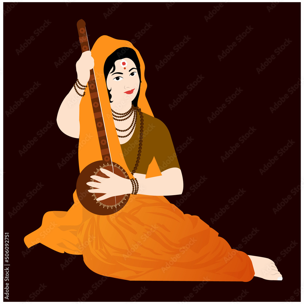 Meera Bai Indian Hindu Mystical Singer Bhakt Of Lord Krishna Stock ...
