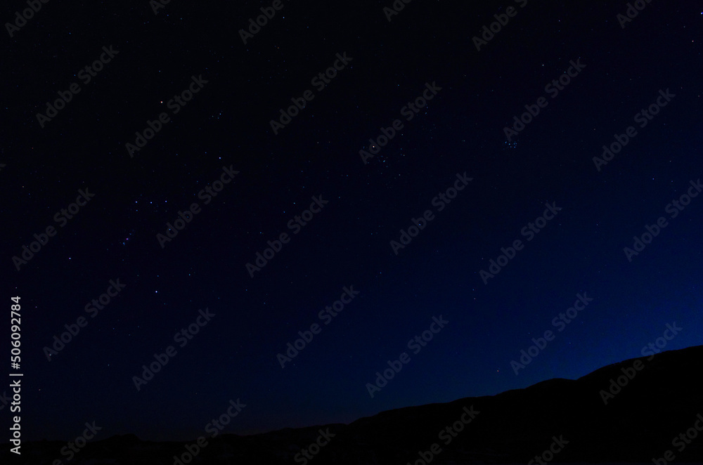 Dark night sky Milky Way and stars on a dark background, Baikal, Russia