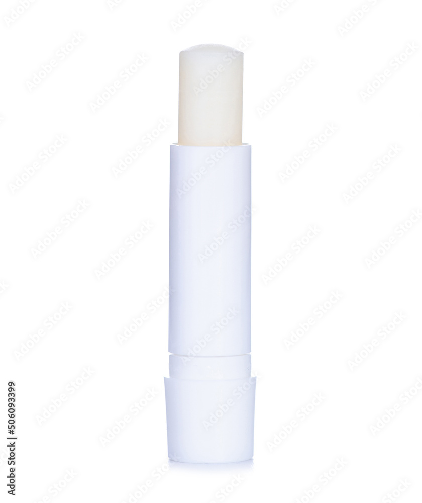 Hygienic lipstick stick on white background isolation