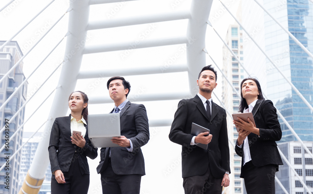 startup business team work with computer laptop and smart tablet in downtown office with successful and happy project partner connection discuss startup business team work with computer laptop and smart tablet in downtown office with successful and happy project partner connection discuss