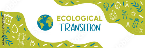Ecological transition - Banner Title and vector pictograms - Nature and environment