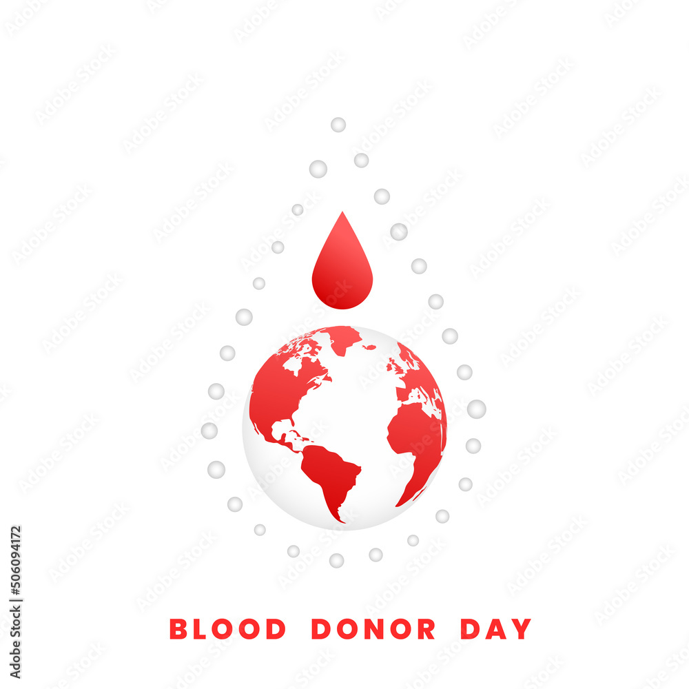Obraz premium drop of blood with earth poster for blood donor day