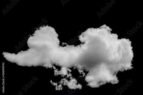 White clouds on black, fluffy cloud isolated