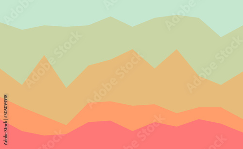 Fondo de capas de montañas superpuestas de color naranja y verde.