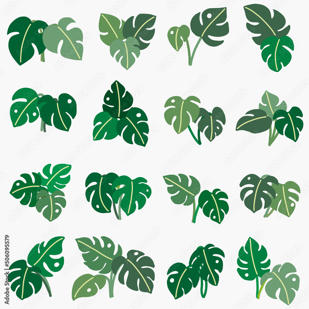 Boho monstera leaf freehand drawing flat design. Boho monstera leaf freehand drawing flat design.